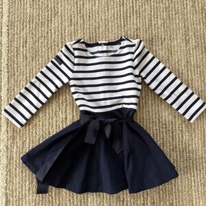 Ralph Lauren Girls Navy and White Striped Dress